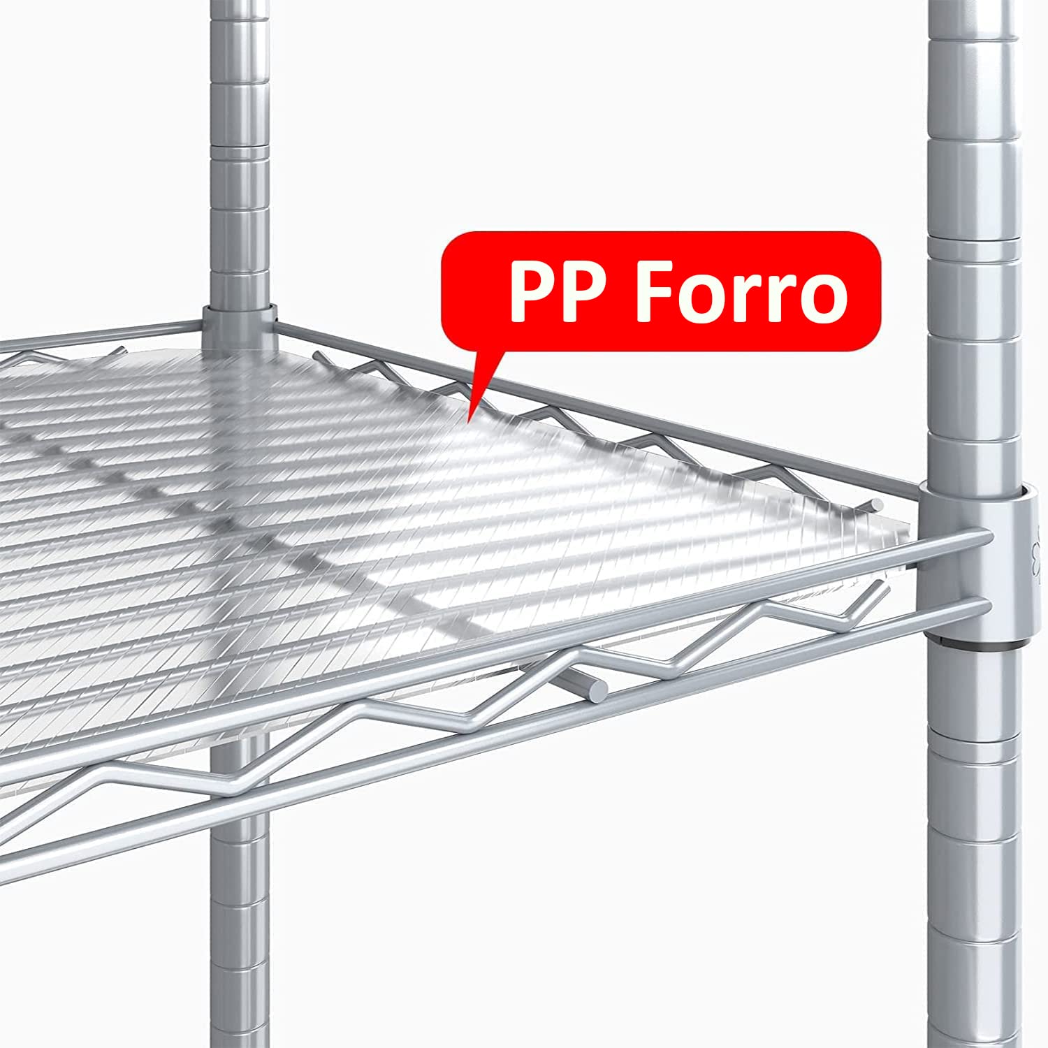Scaffali metallici con 6 ripiani regolabili e 4 ganci, pannelli in plastica PP, 34 x 34 x 165 cm, scaffale in metallo per dispensa, armadio/guardaroba, cucina, lavanderia, argento