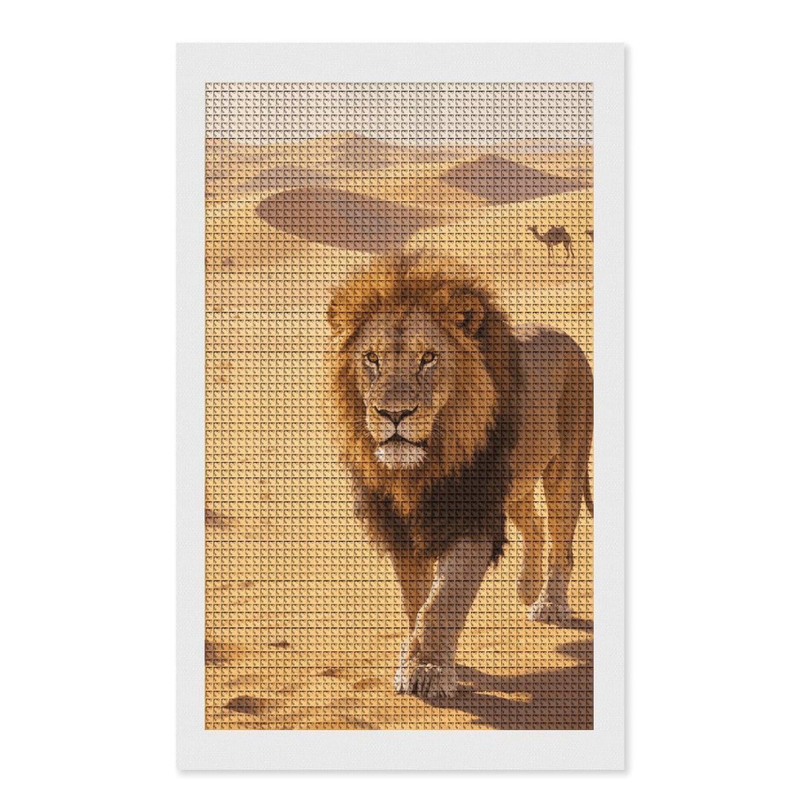 FodPand Majestic Lion 5D Diamond Painting Kits for Adults Beginners Full Drill Square Diamond Dots Pictures Gem Art Supplies for Home Wall Room Decoration DIY Craft Set Gift 12x20