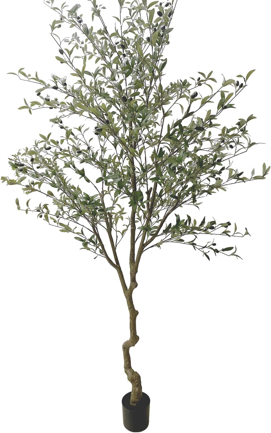 Phimos Artificial Olive Tree Tall Fake Potted Olive Silk Tree with Planter Large Faux Olive Branches and Fruits Artificial Tree for Modern Home Office Living Room Floor Decor Indoor (8FT)