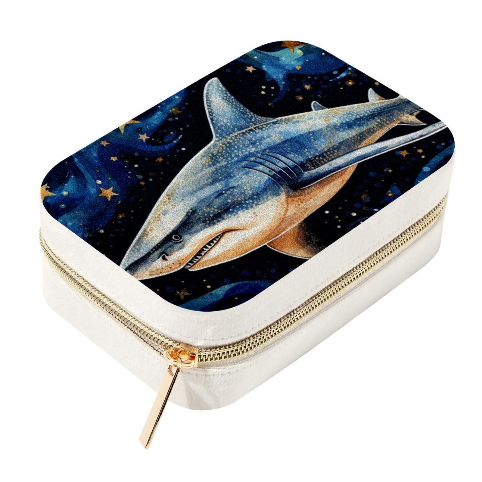 Boîte à bijoux de voyage en velours Star Shark pour vos week-ends