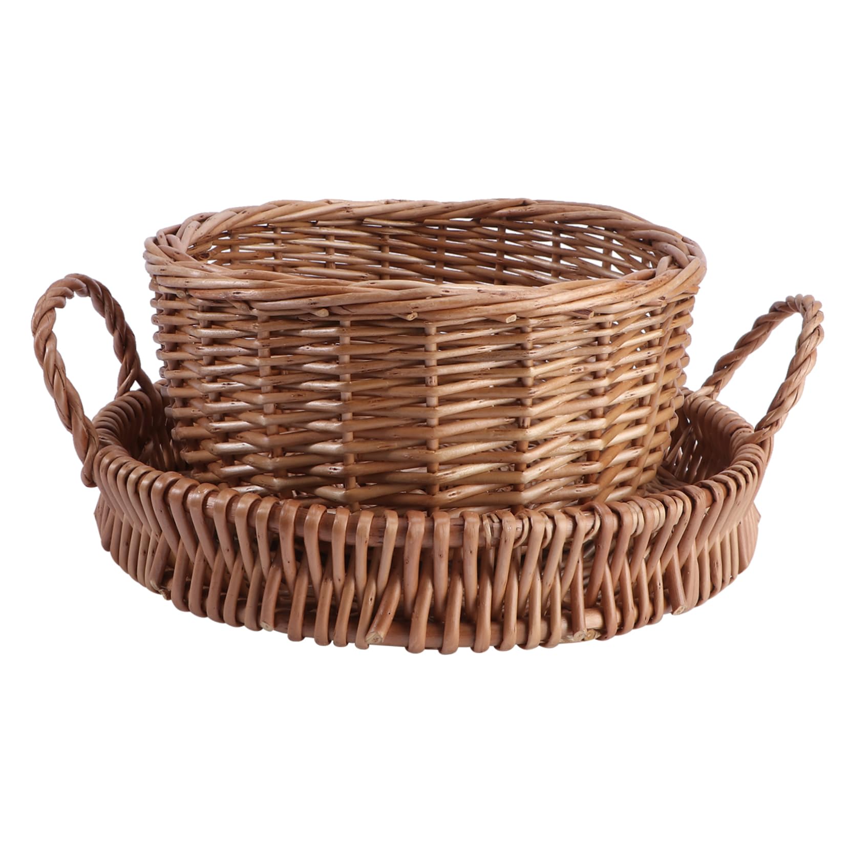 Cabilock 1pc Rattan Woven Storage Plate Natural Style Fruit and Bread Organizer for Home for Snacks and Items Handmade Design
