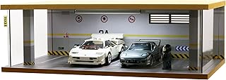 Display Case for 1/32 or 1/36 Diecast Cars,Acrylic Display Case for Toy Motorcyle with LED Lighting,4 Parking 2A