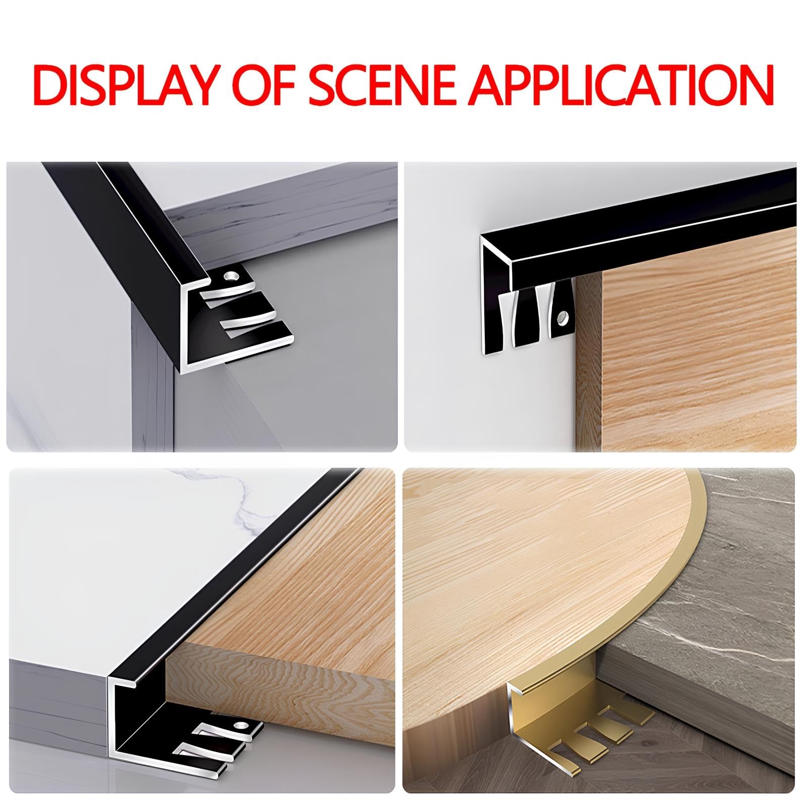 Perfil De Borde De Escalera Flexible En F, Protección Y Duradero Aluminio Cubrecantos Embellecedor Tira De Transición Para Suelos Y Paneles(3pcs)(Gold,1.85 * 90cm(3pcs))