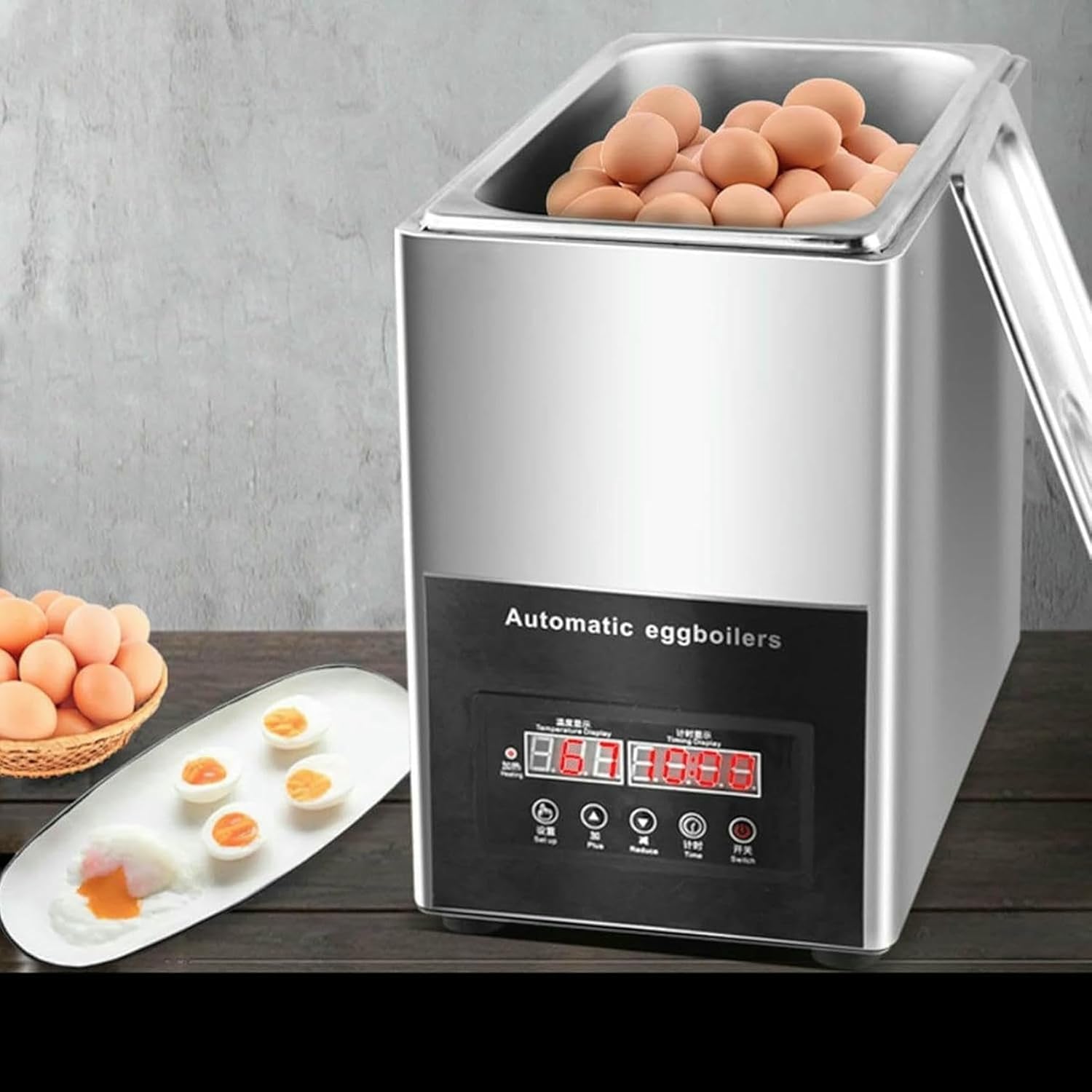 800 W Commercial Boom, 800 W Automatic Egg Teher Servidor Egg Zest, Hot Sprinkler Boother, 50 Eggs, 50 Eggs ~/