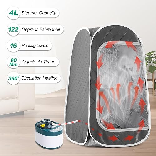 Miniatura 2 de Duthss Vaporizador portátil de sauna, generador de vapor de sauna de 4 litros con control remoto, olla de vapor para sauna casera de acero