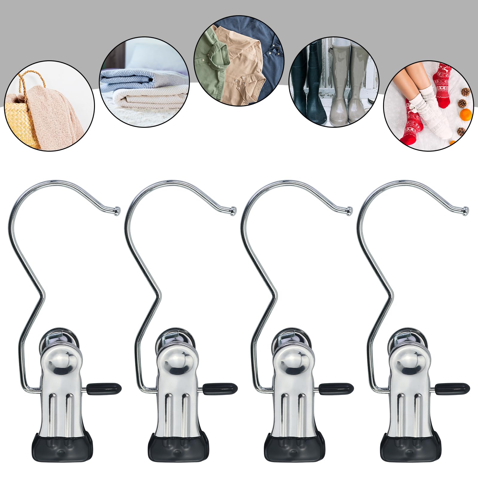 40 ganchos portátiles para ropa, pinzas de ropa, ganchos giratorios de 360°, pinzas para botas de metal, perchas antideslizantes para pantalones, zapatos, toallas, bufandas, gorros.