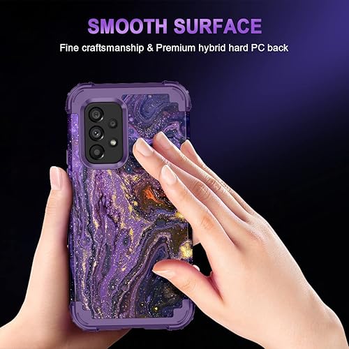 Miniatura 8 de Miqala Funda para Galaxy A53 5G, brilla en la oscuridad, tres capas de plástico duro a prueba de golpes y goma de silicona con 2 protectores de