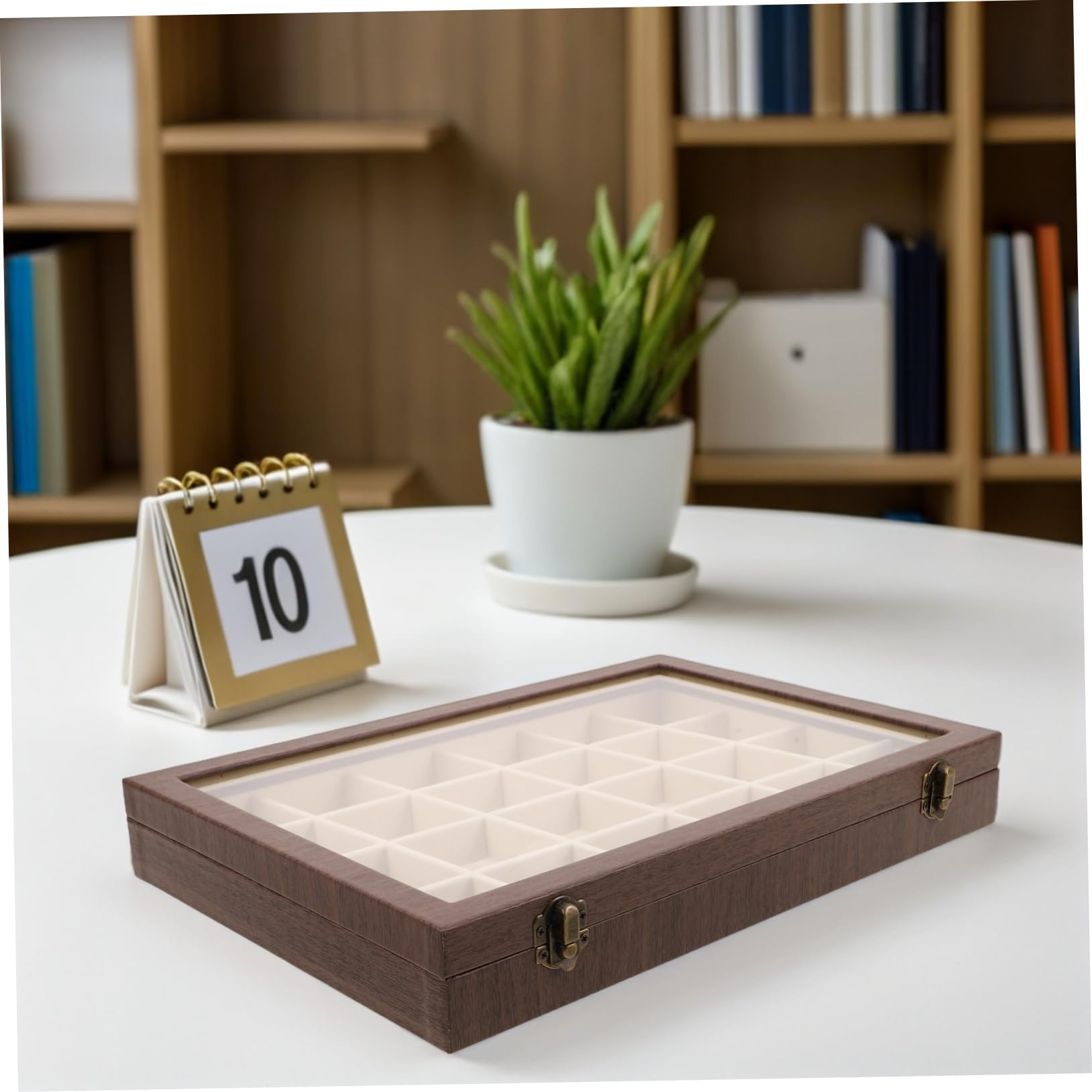 ERINGOGO Drewniane Pudełko Biżuterię z Przegródkami Vintage Organizer Kolczyki i Wisiorki z Przezroczystą Pokrywą Miękki Welurowy Wkład Przenośna Szkatułka Podróż