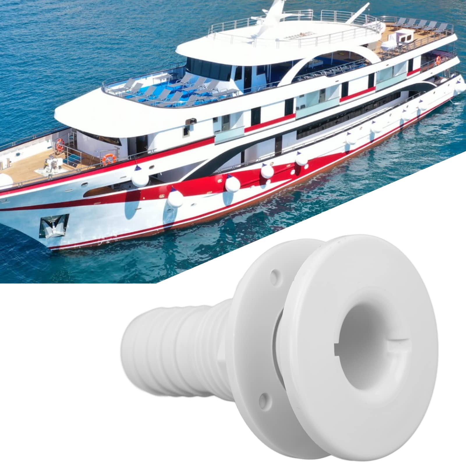 Raccordo Passascafo 1-1/8 per Barche Connessione Passascafo Raccordo Tubo Bianco in Plastica ABS per Impianto Idraulico di Bordo