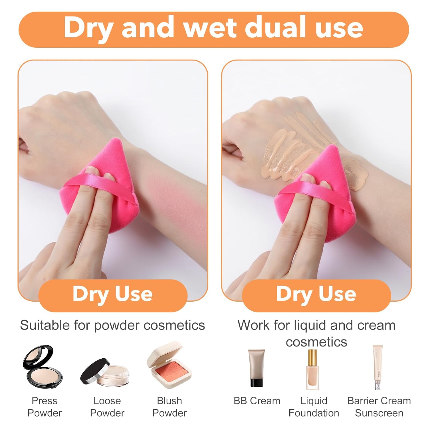 150PCS Powder Puffs for Face Powders, Triangle Powder Puff for Loose and Press, Makeup Sponge Powders Applicator for Face and Eye