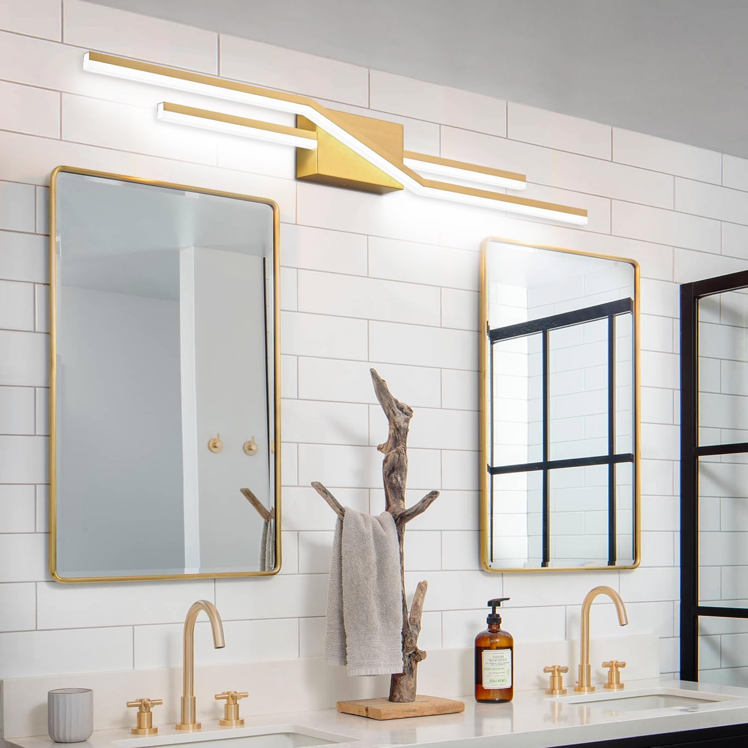 SOLFART Bathroom Lighting Fixtures Over Mirror Dimmable Bronze LED Vanity Lights for Bathroom 40 Inch Wall Lights