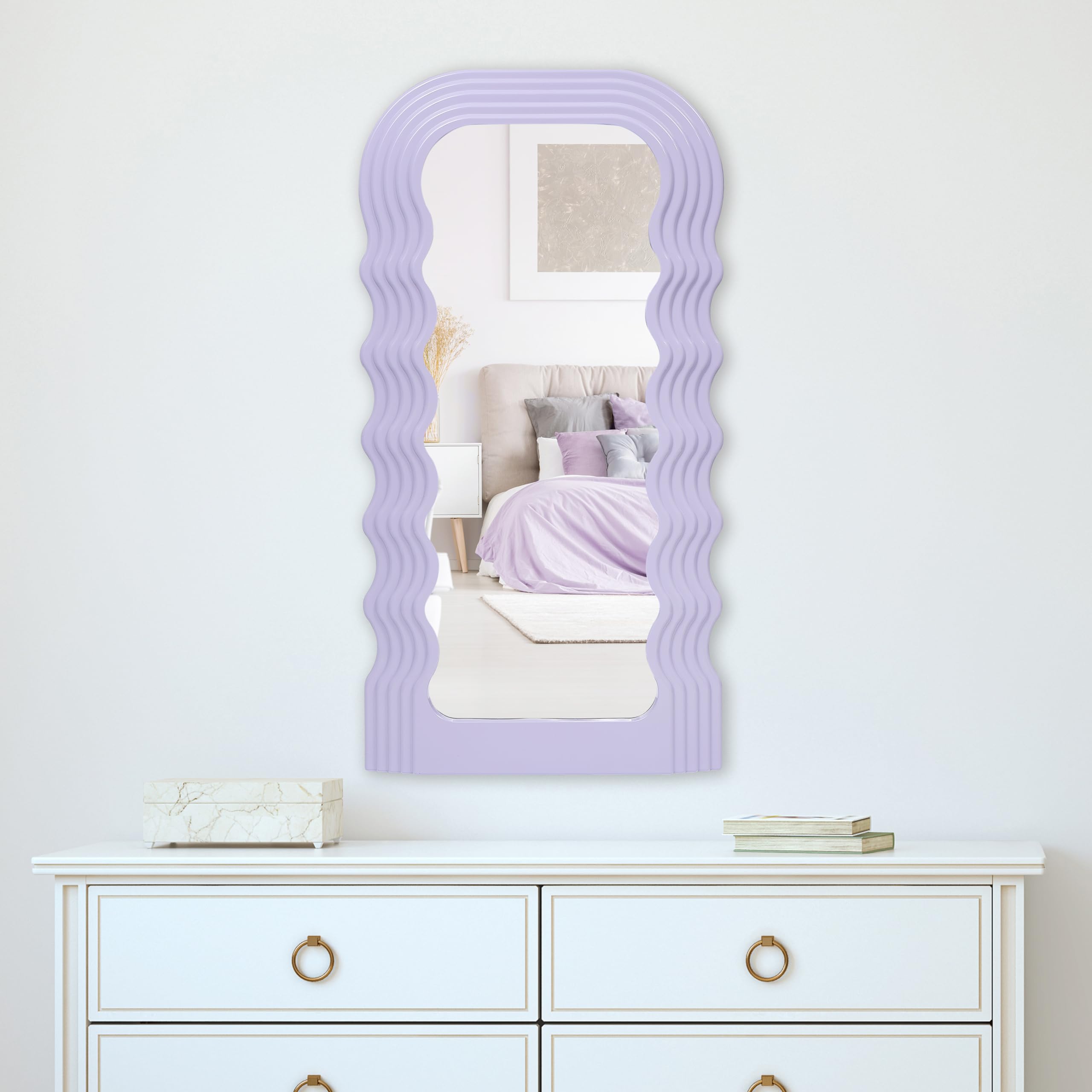 Amazon.com: Wylde Iris 14x27.5 Inch Wavy Wall Mirror, Mirror for