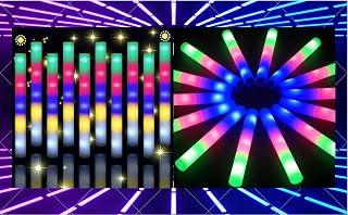 32 PCS Giant 18 Inch Foam Glow Sticks, Bulk Glow Sticks with 3 Modes Colorful Flashing, Led Foam Glow Sticks for Kids Birthday Wedding Dance Floor Props Halloween Christmas New Year Party Favors