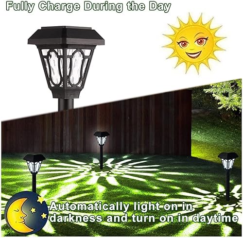 Miniatura 4 de Paquete de 12 luces solares con bonito patrón de luz, 3 lúmenes LED blanco frío, para camino, camino, patio, entrada, pasarela, césped y jardín