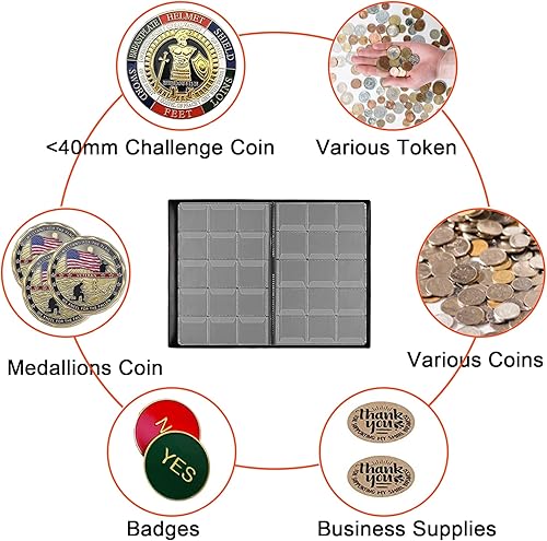 Miniatura 4 de AITIME Libro de colección de monedas, 150 bolsillos, álbum con soporte para monedas, suministros de colección de recuerdo ideal, regalos para