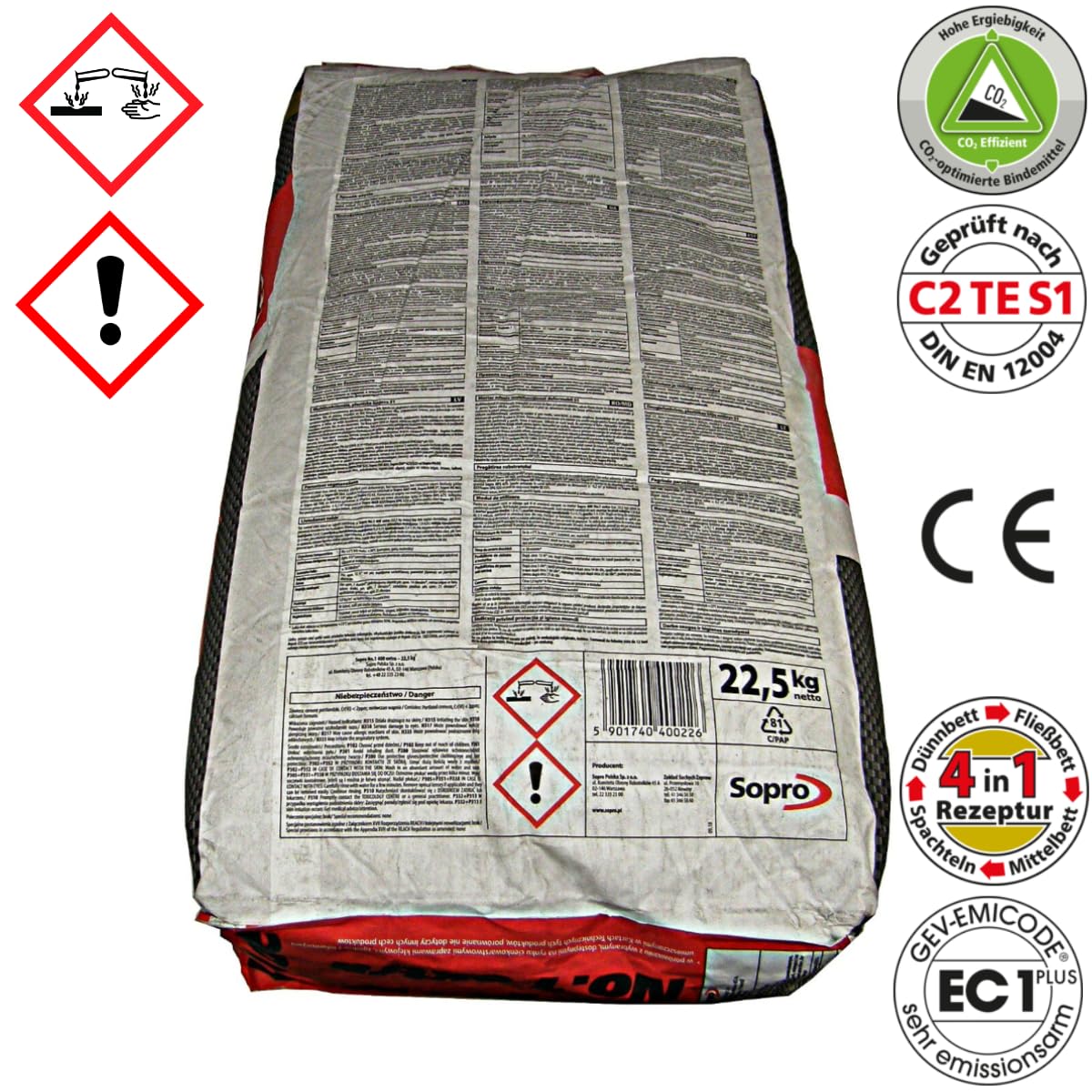 22,5kg SOPRO No.1 S1 Multifunktions- Flexkleber, Fliesen- und Natursteinkleber (1,20EUR/kg)