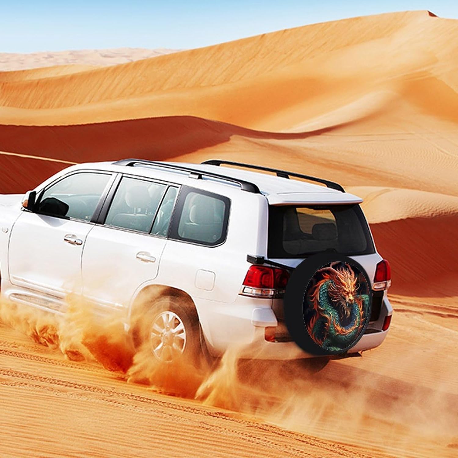 28-34 Inch Thickening Waterproof Tire Cover Chinese Dragon Leather Spare Tire Wheel Cover for Jeep Trailer RV SUV Truck