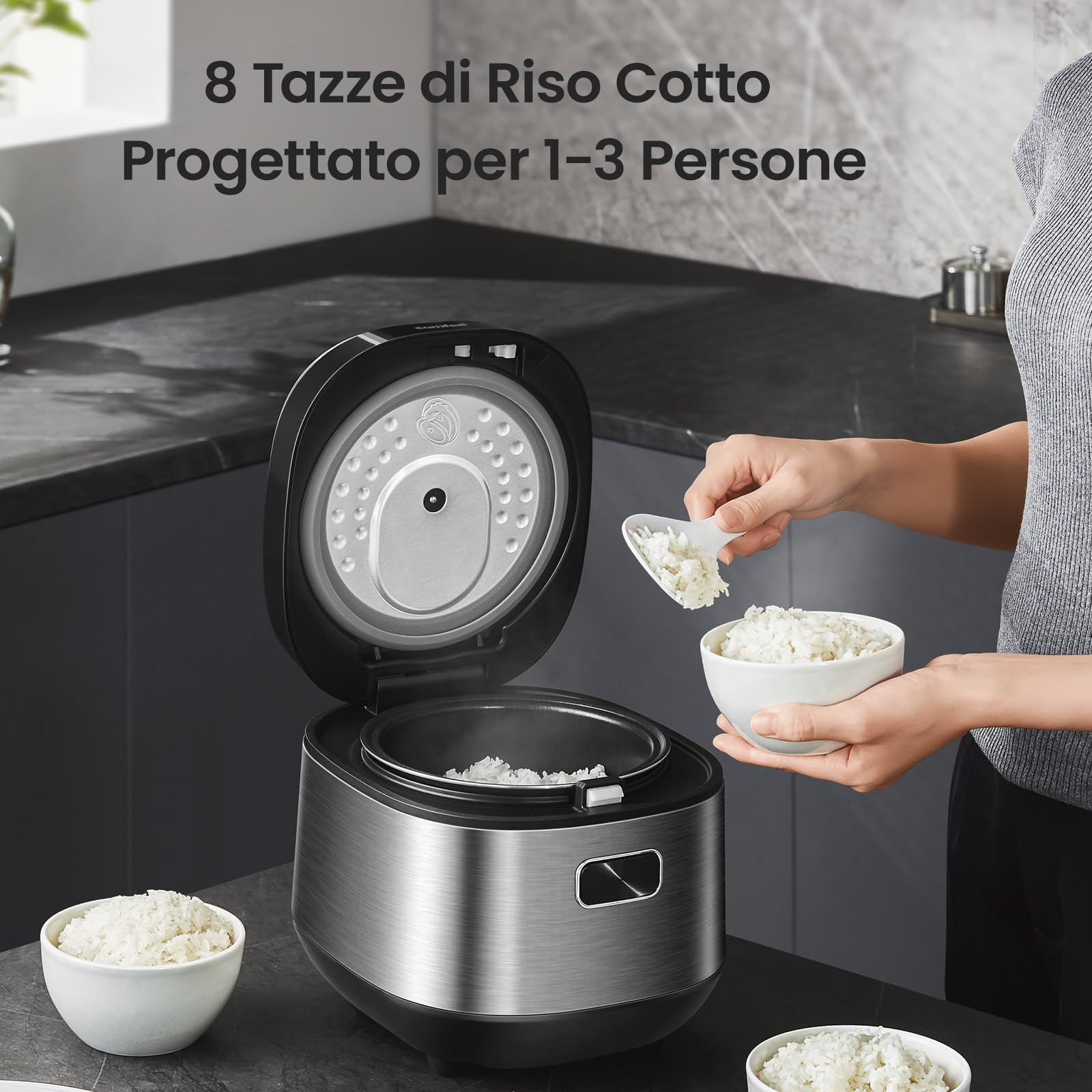 Midea Cuocere riso con 9 funzioni, 2 l, 4 tazze