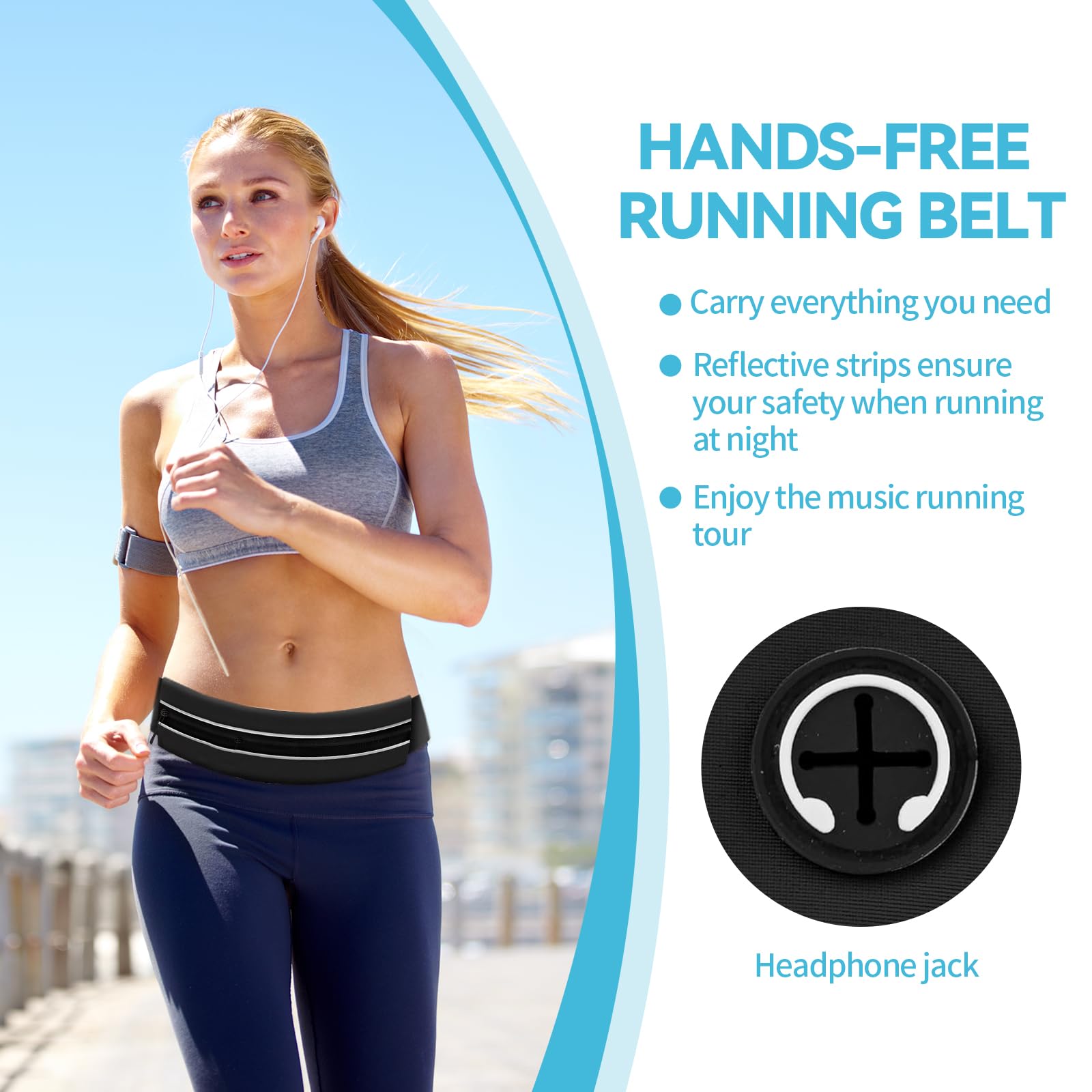 Marsupio Uomo Sportivo Running Cintura da Corsa Regolabile Impermeabile per Telefono Escursioni Fitness Viaggi