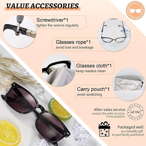 Miniatura 6 de MARE AZZURO Lentes de sol para mujer 50 75 100 125 150 175 200 225 250 275 300 325 350 375 400 (negro, 2.00)