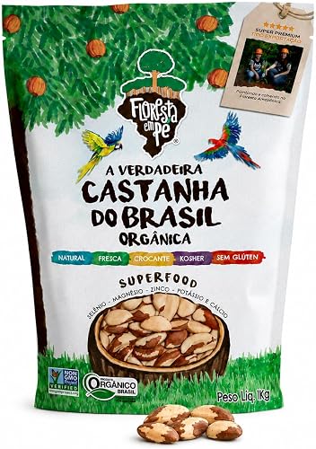 Castanha-do-Pará Orgânica 1kg Inteira – Fonte de Proteína Vegetal e Selênio – Vegana, Kosher, Sem Glúten, Sem Conservantes – Floresta em Pé