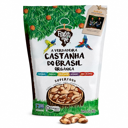 Castanha-do-Pará Orgânica 1kg Inteira – Fonte de Proteína Vegetal e Selênio – Vegana, Kosher, Sem Glúten, Sem Conservantes – Floresta em Pé