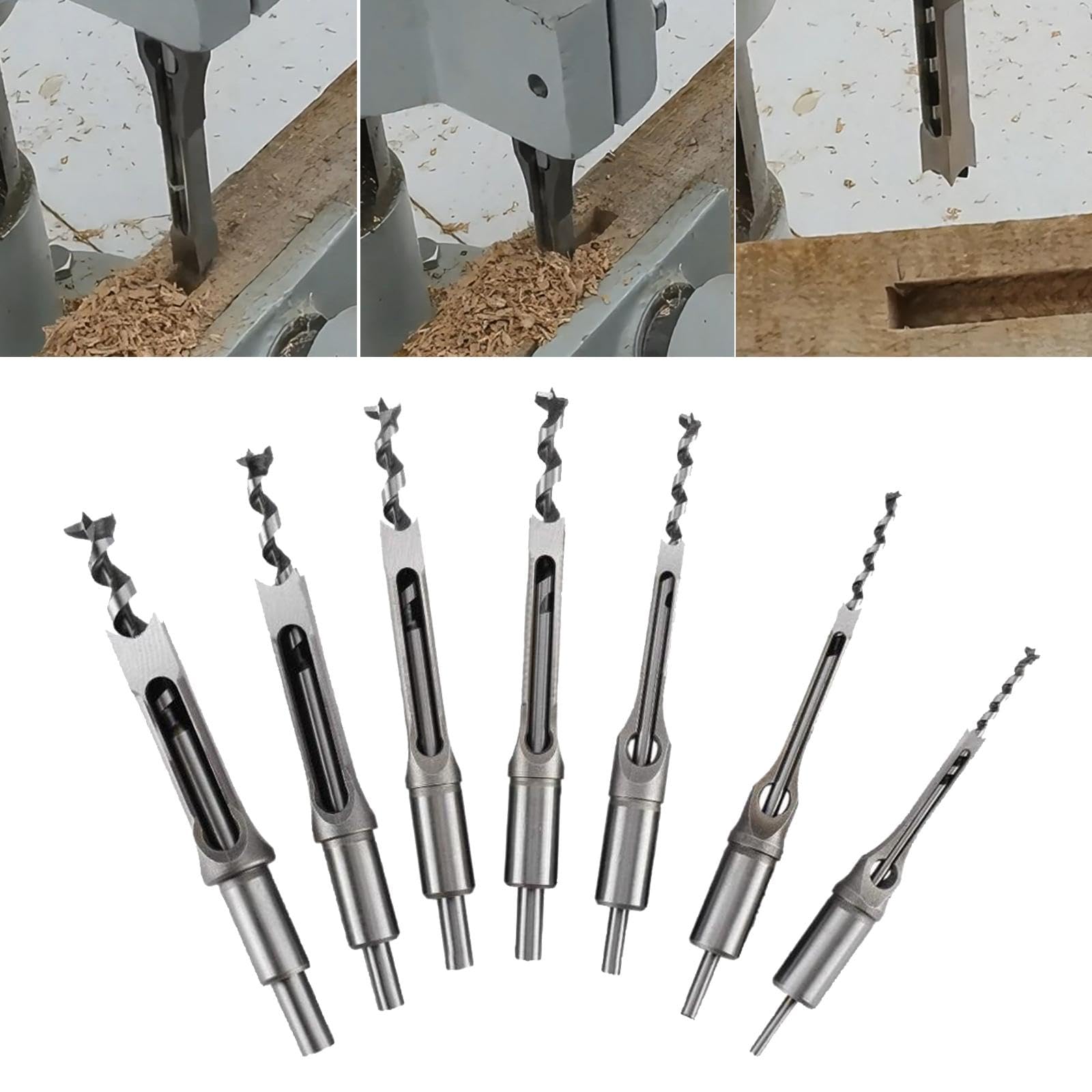 Broca para Herramientas Eléctricas de Orificio Cuadrado, Herramientas de Ferretería para Mortajar, Orificio HSS para Bricolaje, Apertura de Agujeros, 7 piezas un