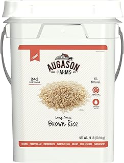 Augason Farms Long Grain Brown Rice Emergency Food Storage 24 Pound Pail