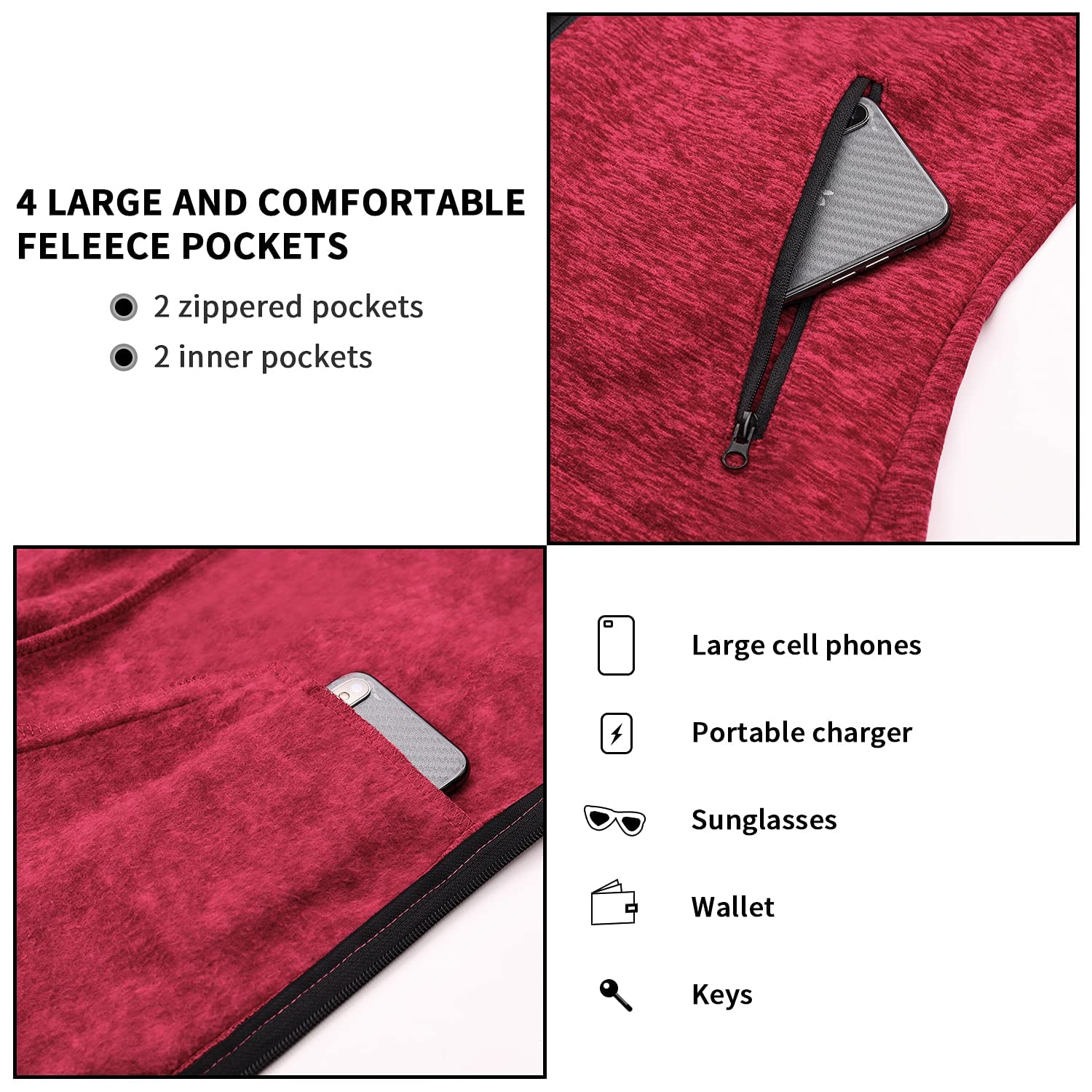 Soneven Chaqueta Forro Polar Mujer Invierno, Chaqueta Con Cremallera Para Chaqueta Mujer Invierno Elegante Ligero Paquete Cremallera Mujer de Talla Grande Para Deportes Correr Esquíal Aire Libre