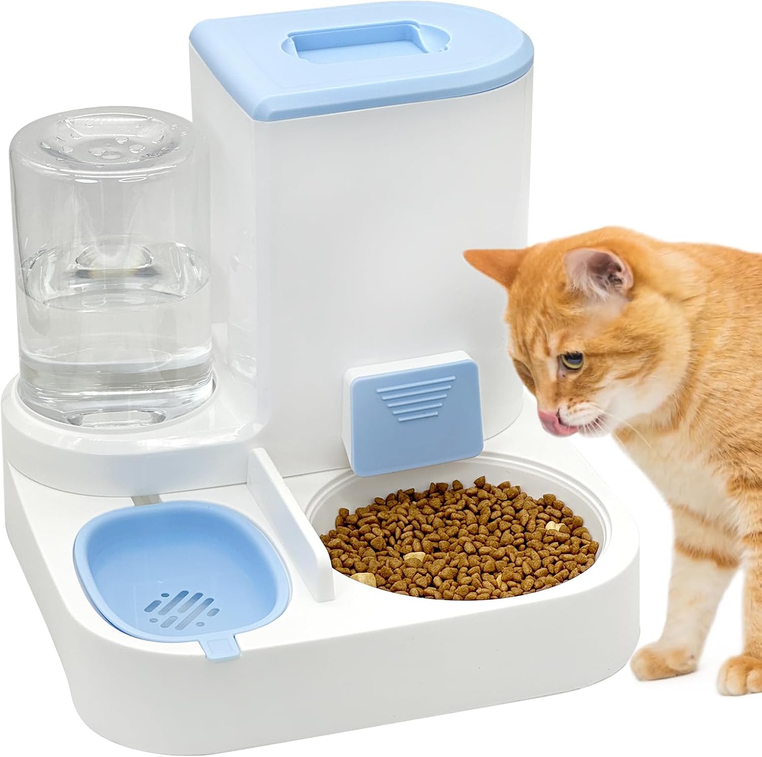 Fhiny Gravity Cat Feeder and Water Dispenser, 2 in 1 Automatic Pet