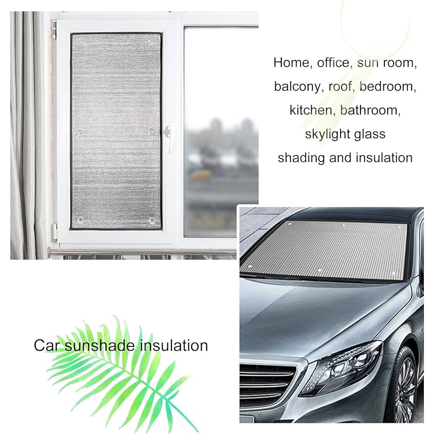 Películas Reflectantes Para Ventanas De Calor, Película De Ventana De Protección Solar Para Puertas De Ventanas, Película Aislante De Papel De Aluminio De 0.315 In, Película De Tinte De Vidrio UV