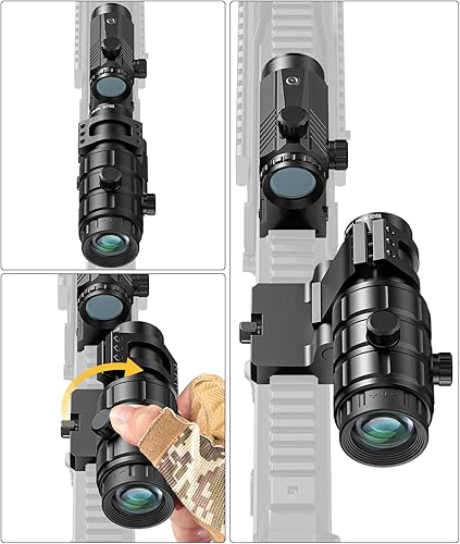 Miniatura 7 de CVLIFE Combo de punto rojo y lupa, 3 puntos rojos MOA con lupa 3X, ajuste automático de brillo, cotestigo absoluto, lupa de punto rojo abatible a