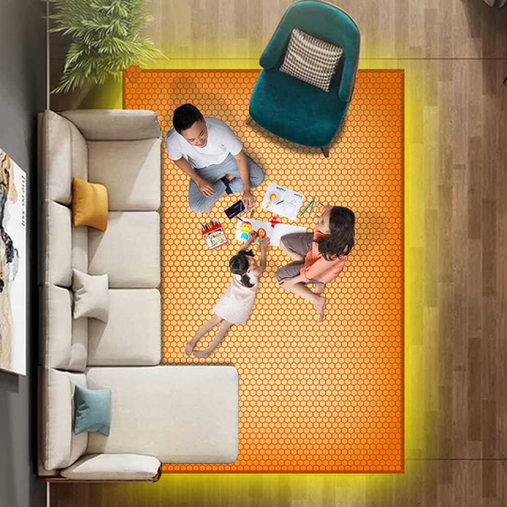 Retro Electric Heated Floor Mats Under Desk Carbon Crystal Warming Floor Mat, Electric Mat Electric Carpet for Indoor Living Room (A 160x230cm)