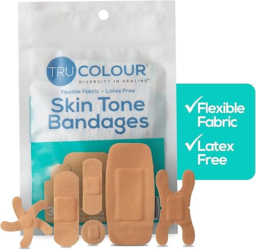 Miniatura 8 de Tru Colour - Vendajes surtidos, vendajes adhesivos de tela flexible, tono de piel beige, bolsa aguamarina, 30 unidades