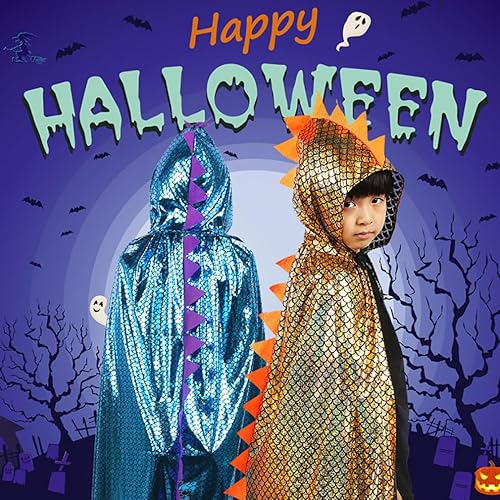 Miniatura 6 de HKSICHENGKEJI Capa de dinosaurio con capucha de dragón, disfraz de Halloween, disfraz de capa elegante, regalo de cumpleaños, recuerdo de fiesta