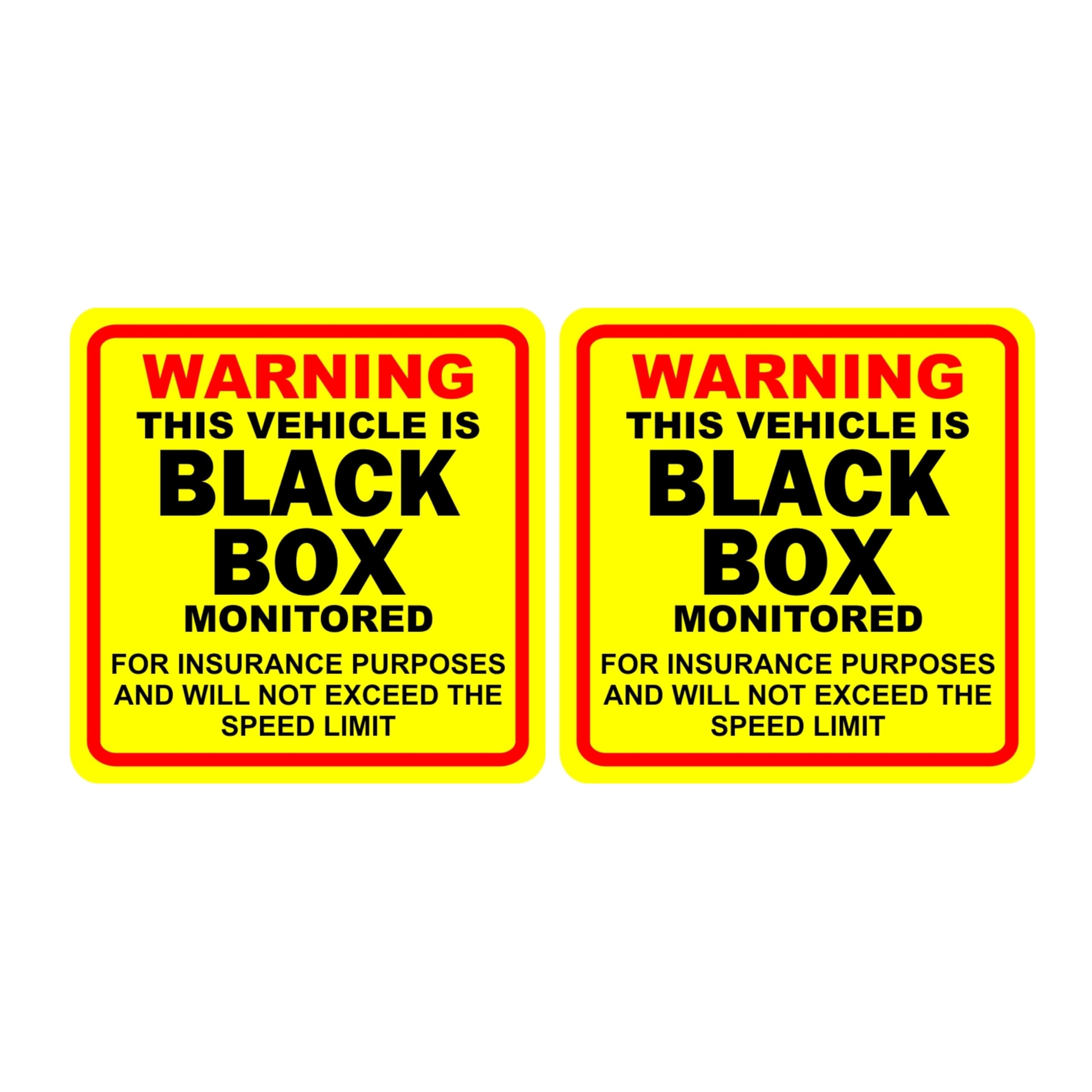Tek Automotive Yellow, Black, Red Warning Black Box Car Sticker – Twin Pack, 10X10cm – Black Box Sticker For Insurance Monitoring – Self-Adhesive Vinyl – Indoor & Outdoor Use For Cars, Vans & Learner Drivers
