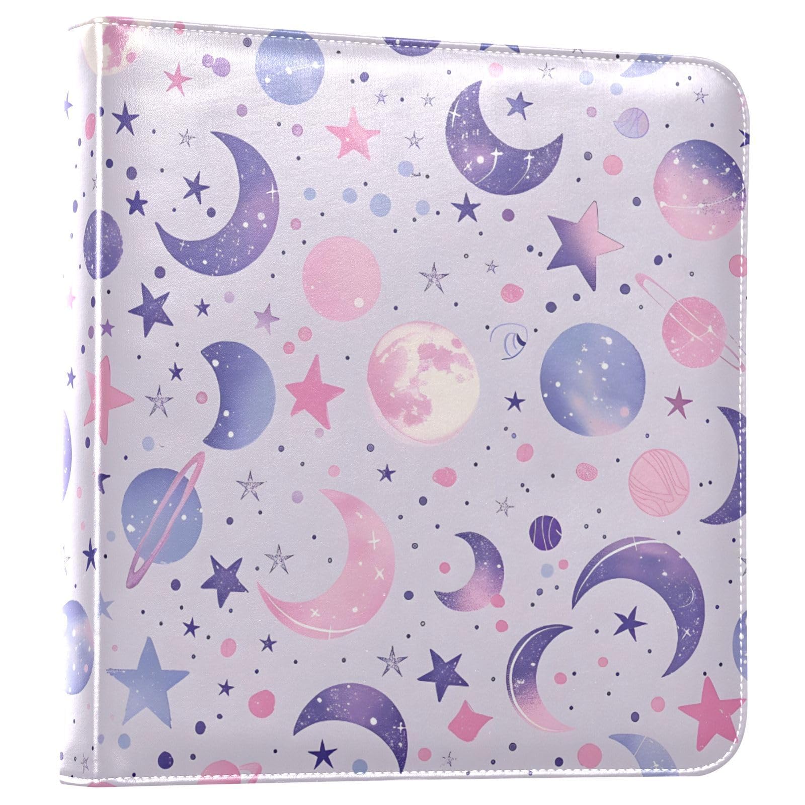 JIPONI Pattern Moons Planets and Constellations Large Photo Album, DIY Leather Cover Scrapbook Albums for 4x6 5x7 6x8 Pictures, Self Adhesive Memory Book for Wedding, Baby, Family