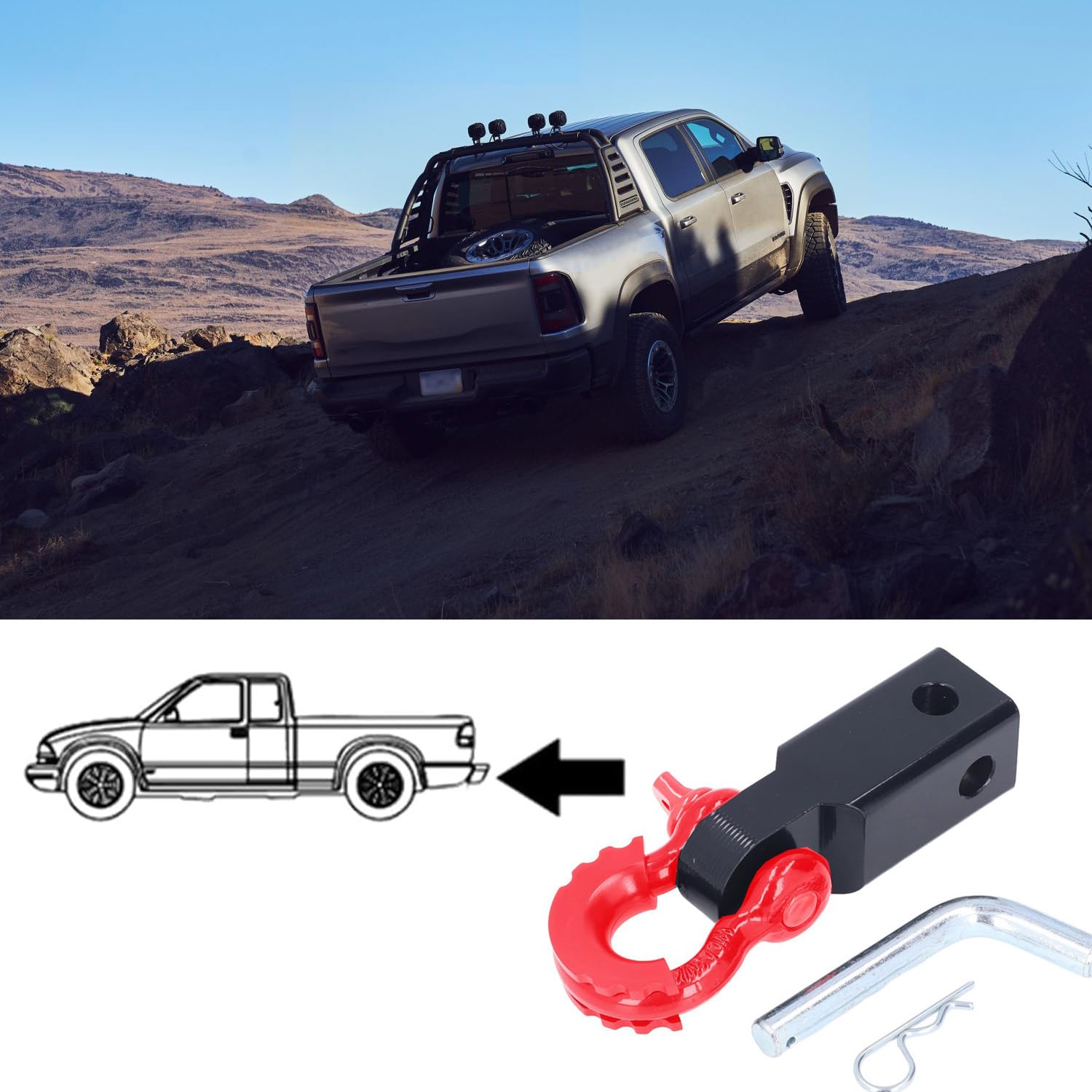 Recepteur Attelage Manille,Accessoires de Remorquage de Récupération de Véhicule en Acier,pour Les Camions Tout-Terrain et Les Bateaux à Moteur