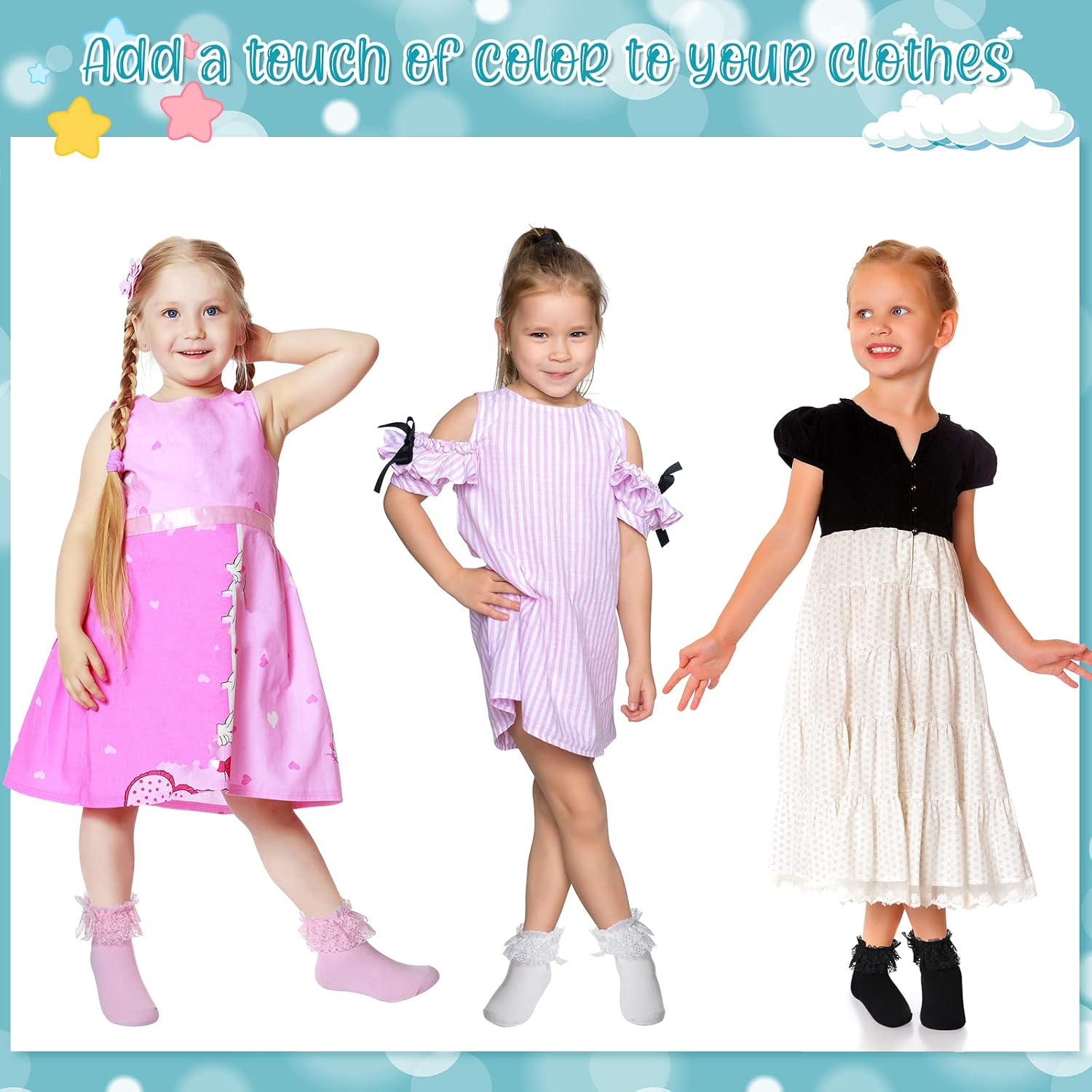 Hillban 8 Pairs Girls Lace Ruffle Ankle Socks
