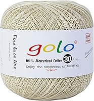 Vista 127 de Golo 3 bolas de hilo de ganchillo tamaño 30, hilo de bordar y lana para tejer a mano para calados 045