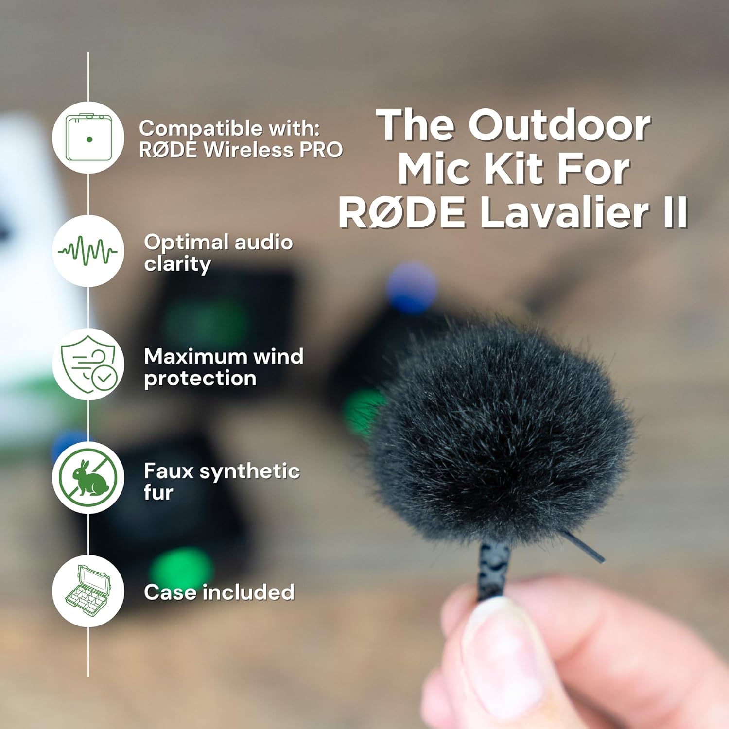 Bubblebee Outdoor Mic Cover Kit for RODE Lavalier II & RODE Wireless Pro Accessories –Wind Reduction Dead Cat Mic Windscreen Cover –Content Creators, Videographers, Audio Engineers & Filmmakers, Black