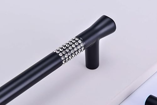 Miniatura 3 de Manijas de gabinete color negro cristal, paquete de 5, 5 pulgadas de longitud (3.780 in3-34 pulgadas de espacio) tiradores de gabinete negros, el