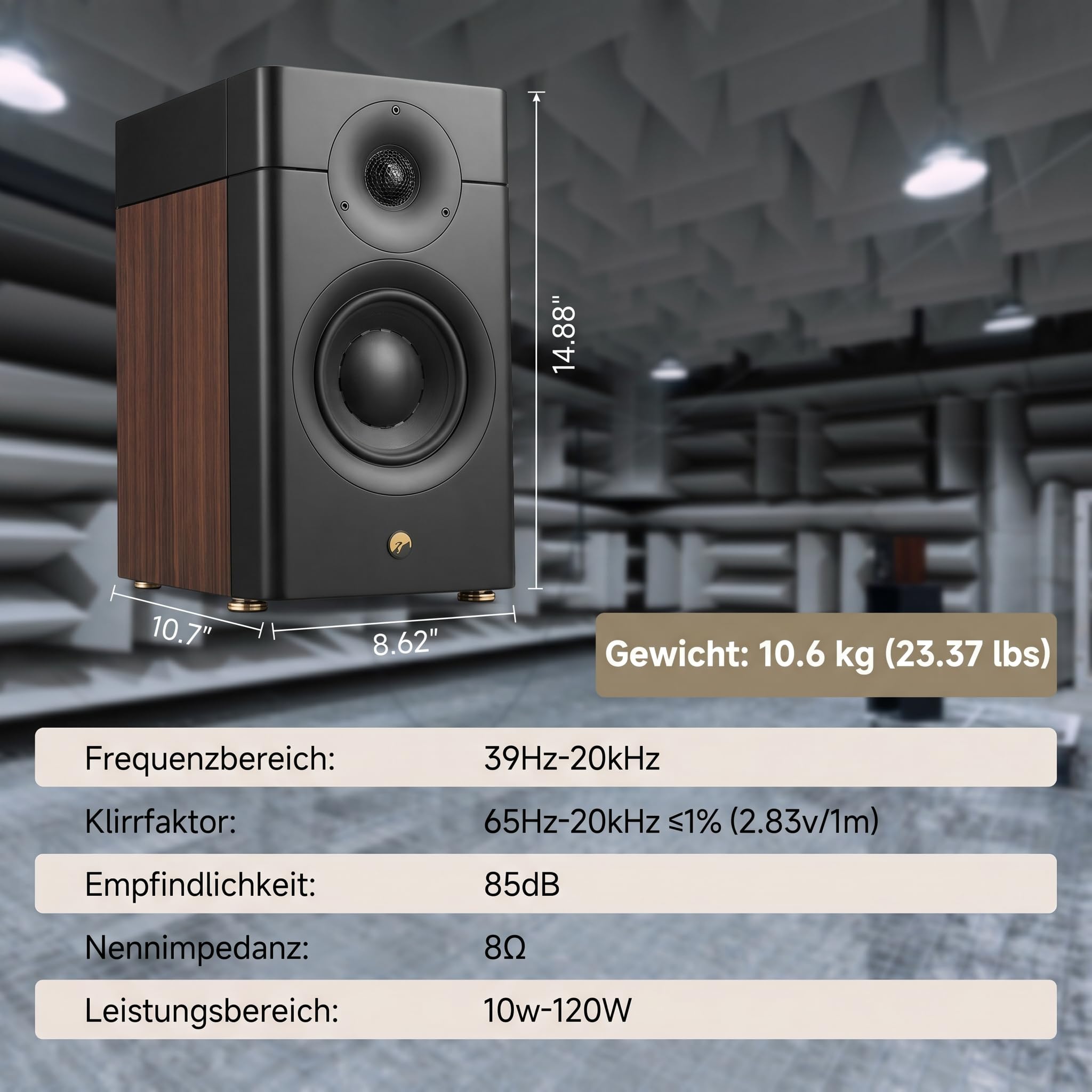 HiVi D3.1MKII Passive Regallautsprecher Paar, 2-Wege 120 W HiFi Stereo Lautsprecher, 6,5" Langhub-Tiefmitteltöner, 28 mm Softdome-Hochtöner, Bassreflex hinten, 8 Ohm, für Heimkino und Musik