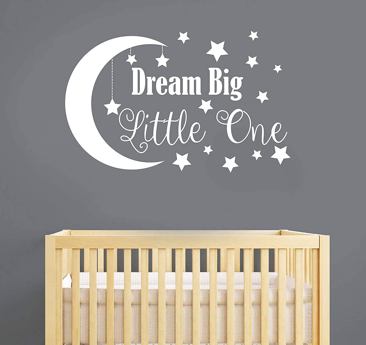 ISEE 360® Dream Big Little One Wall Decal Nursery Wall Decal Nursery Decor Wall Quote Decal Removable Vinyl Wall Stickers for Baby Kids Boy Girl Bedroom L X H 50 cm X 56 cm
