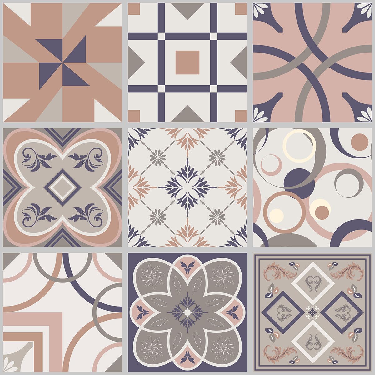 Lumalea Adesivo adesivo per bagno, motivo piastrelle di cemento 3617689816265, adesivo + protezione lucida, 90 x 90 cm
