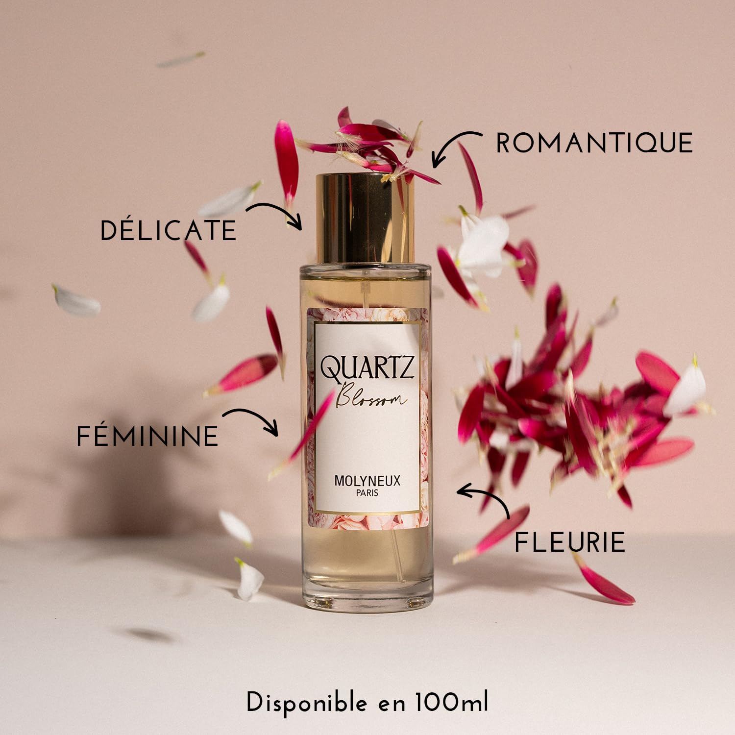 MOLYNEUX Eau de parfum femme, Quartz Blossom, douce et tendance, made in France, 100ml
