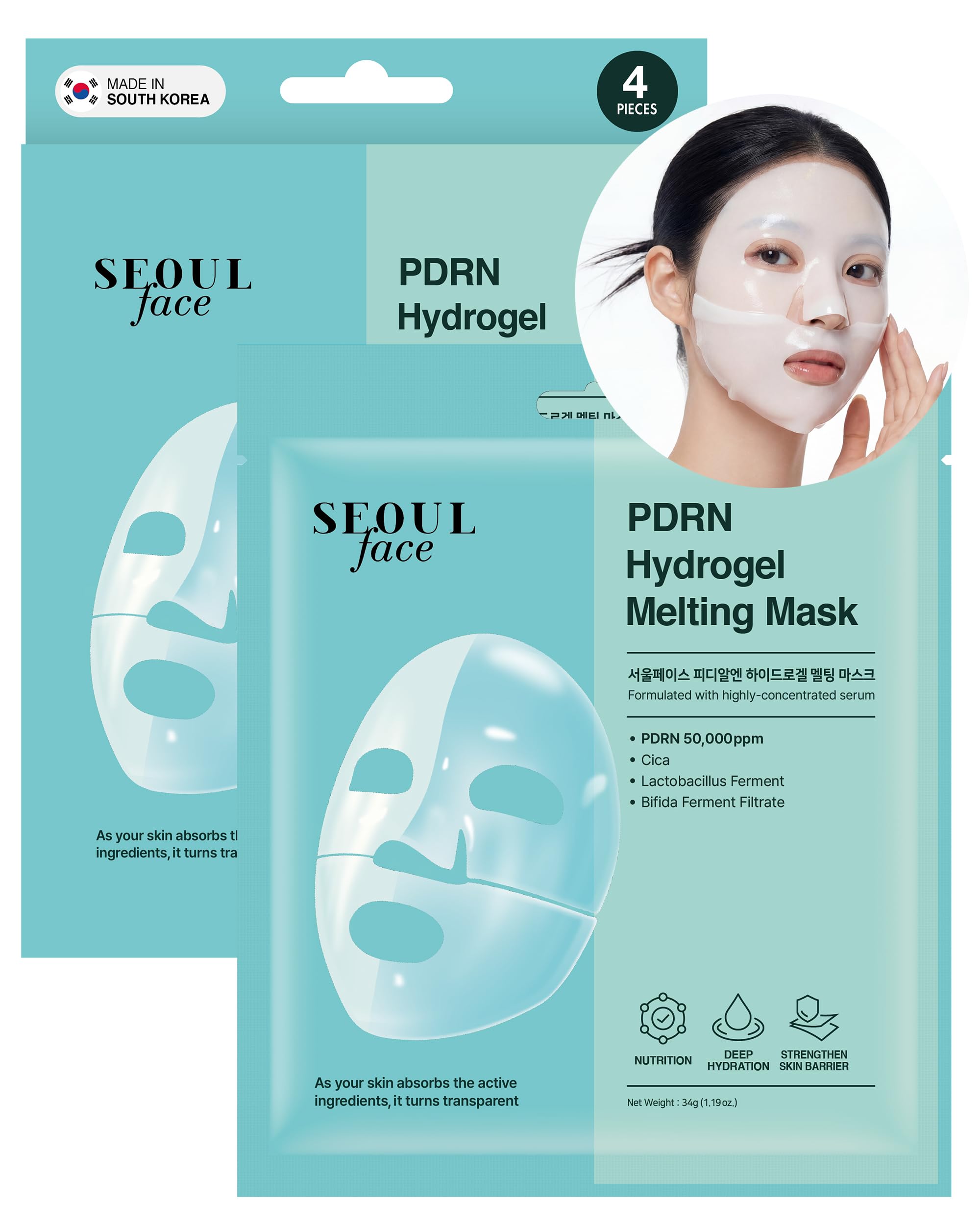 Amazon.com : DERMAL SEOUL FACE PDRN Hydrogel Melting Mask 4ea