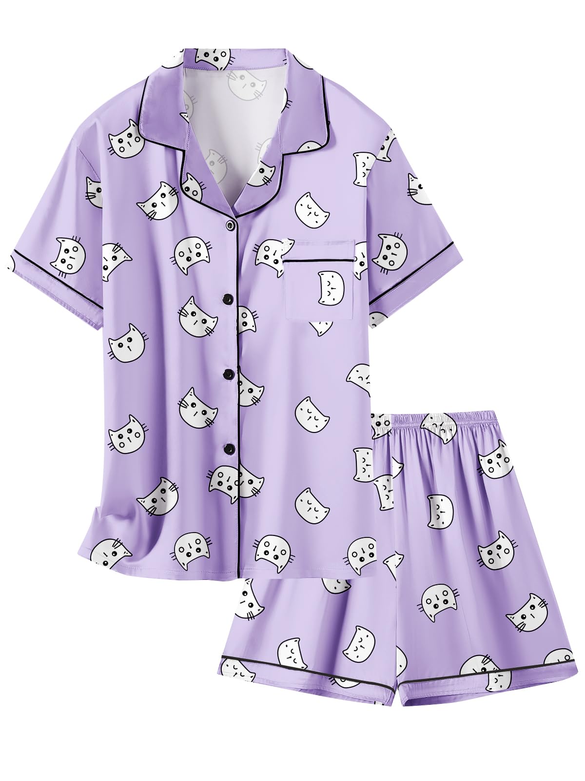 Girls &amp; Womens Satin Pajamas Set, Silk Button-Down Sleepwear 2 Piece Nightwear, 3 Years - Women XXL