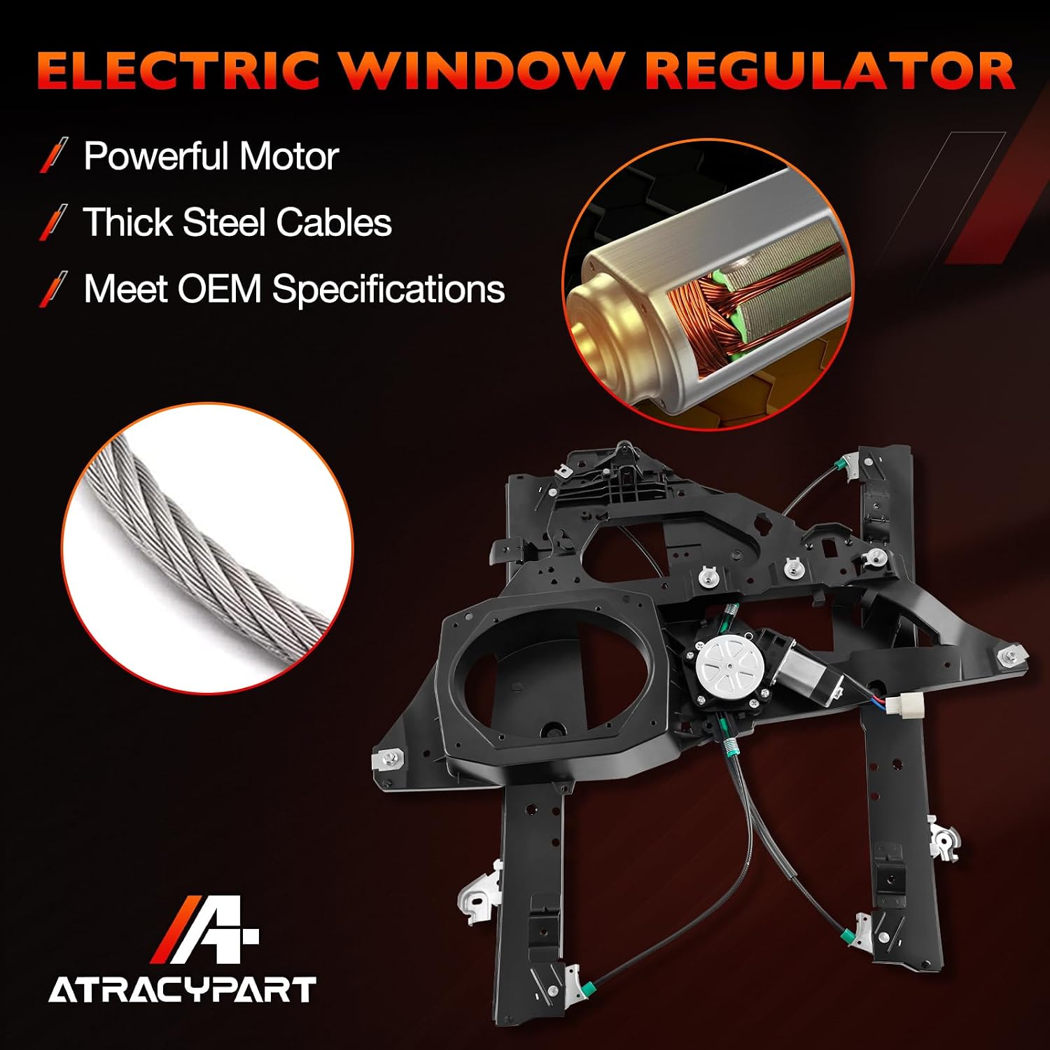 ATRACYPART 741-179 Front Right Passenger Side Power Window Regulator w/ 2-Pin Motor Assembly Compatible with 2003-2006 Ford Expedition & Lincoln Navigator, OE Replaces 6L1Z7823208AA