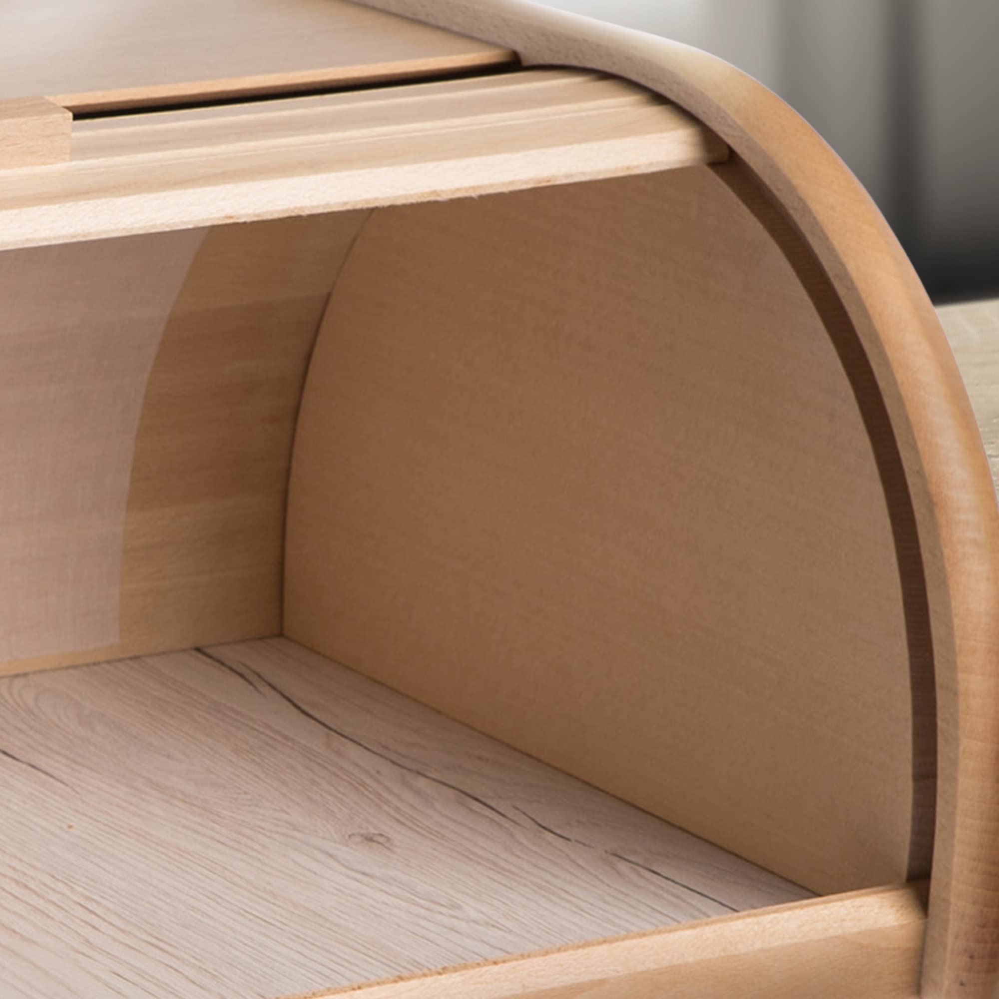 KADAX Portapane in Legno, Contenitore per Pane con Coperchio Scorrevole e Grande Capacità, Porta Pane con Coperchio a Serranda per Cucina (Naturale)
